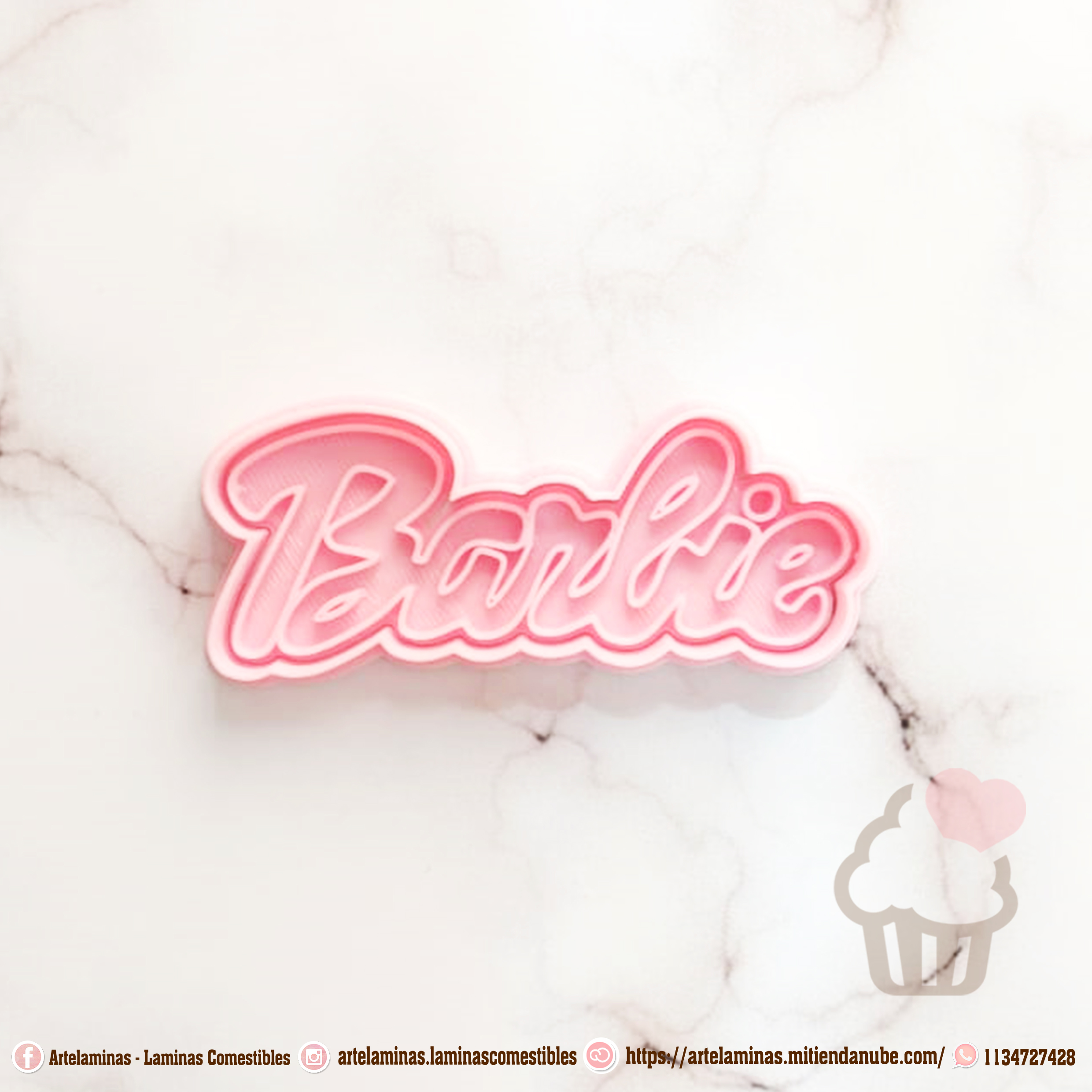 barbie logo biscotto taglierina casa taglio foca timbratura cucina pasticcino negozio forno biscotti 3D print model - Mito3D