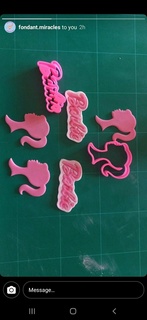 barbie logo cutters Home cookie cutter stamp teddy bear kitchen tools cake fondant 3d print model - Mito3D