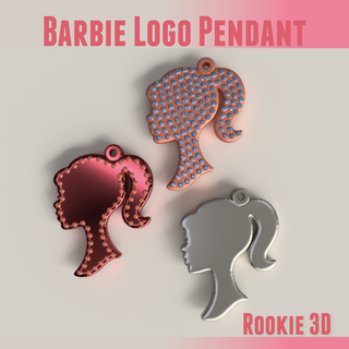 Barbie logo boucle d'oreille bijoux boucles d'oreilles bijou pendentif silhouette classique diamant 3d print model - Mito3D