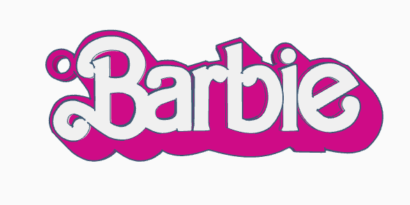 Barbie logo portachiavi barbi rosa margot robbie acqua ragazza barby sbavatura 3d print model - Mito3D