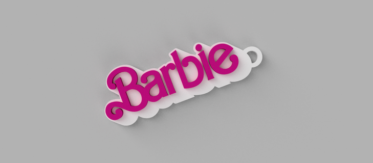 barbie logo name keychain - pendant earring 3d print model - Mito3D
