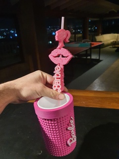 Barbie film crayon paille décorateur mode rose boisson 3d print model - Mito3D