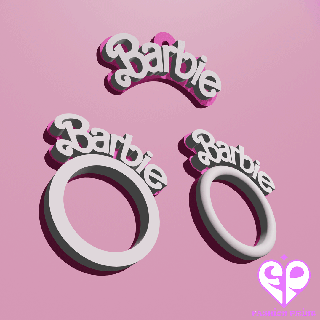 Barbie anillo combo 4 tamaños anillos película pendiente aro oreja niños muchachas rosado ola gratis diseño original Moda 3d print model - Mito3D