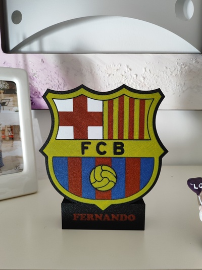 barcelona coat of arms on a cape home shield boat barsa soccer 3d print model - Mito3D