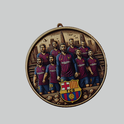 barcelona football medallion art soccer locket pendant arsenal aston villa atalanta 3d print model - Mito3D