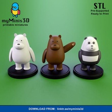 bare bears miniatures 3d print models art stl 3dprinting 3dprint miniature toy figures videogames collectibles files cute cartoon 3d print model - Mito3D