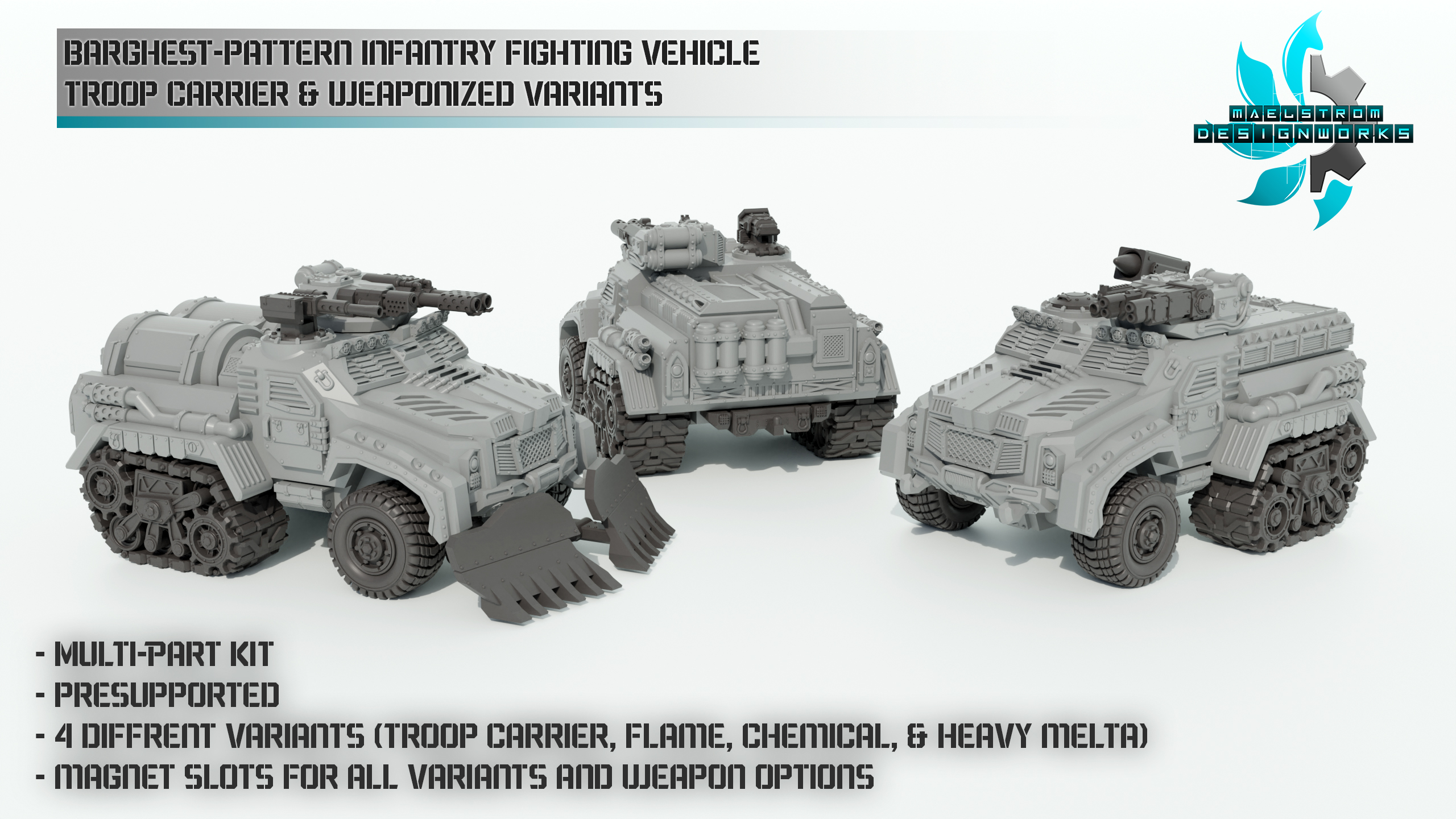 barghest-pattern infantry fighting vehicle wargame 28mm 42k grimdark war modern tank guard militarum imperial astra scifi hammer apc chimera hellhound 3D print model - Mito3D