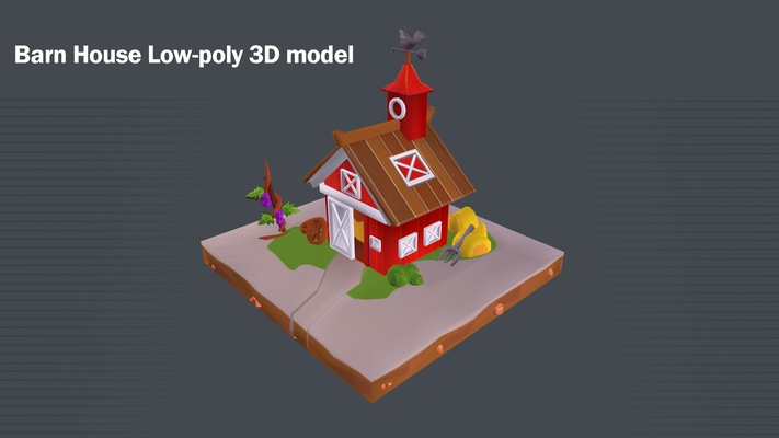barn poly building village country agriculture hut rural game interior architectural house farm housebarn 3d print model - Mito3D