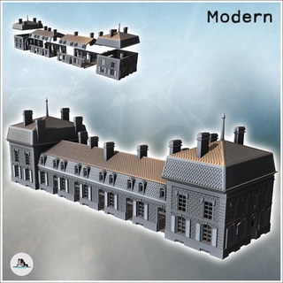 baroque-style hotel mansard roof double arrows multiple chimneys 9 - modern ww2 ww1 world war diaroma wargaming rpg mini hobby Game building architecture tabletop miniatures scenery wargame game terrain accessories normandy west two contempory flames yankee walking crisis bolt 3d print model - Mito3D
