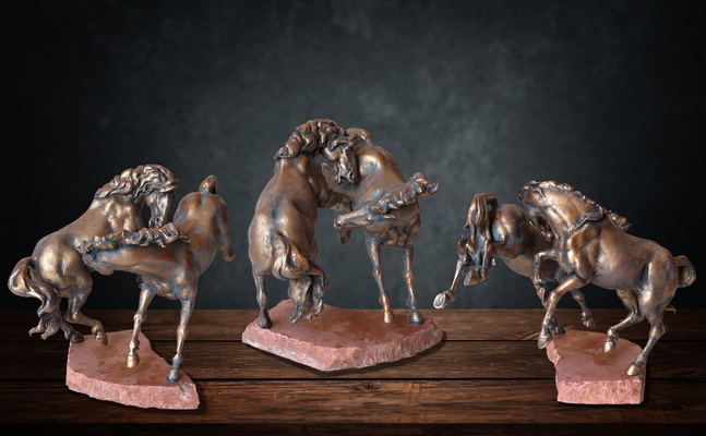 barocco cavalli cavallo statua 3dprint arte arredamento miniature figure classico highpoly scultura animale 3d print model - Mito3D