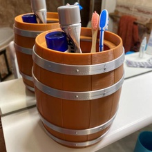 barrel-shaped pot home tonneau keg barrels pencil cup bathroom office holder barrel flower 3d print model - Mito3D
