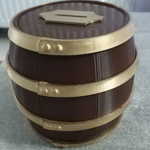 barrel coin bank box money piggy 3D print model - Mito3D