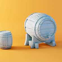 barrel set 28mm game dungeons dragons medieval fantasy role-playing games furniture jdr thumbnails wood wooden 3d print model - Mito3D