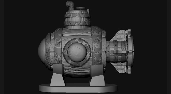 barril submarino oxidado juguete decoración acuario sub 3d print model - Mito3D