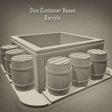 barrels themed bases dice containers display case miniatures terrain 3d print model - Mito3D