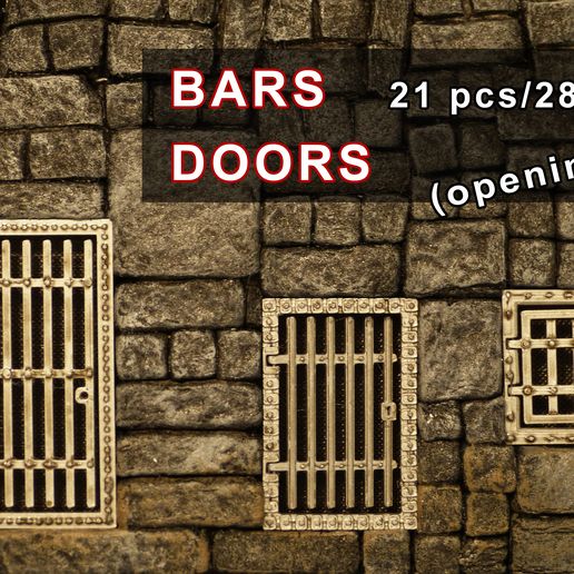 bars gothique portes ensemble porte fer Jeu jeu guerre médiéval or argent Chevalier barre architectures 3D print model - Mito3D