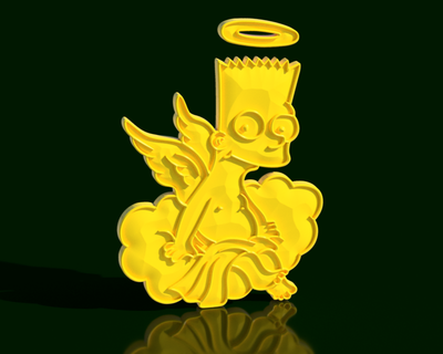bart Simpson melek düşük poli Sanat kanatlar cennet Springfield Mizah espriler tatlı çörek ilahi çocuk yaramaz hale 3d print model - Mito3D