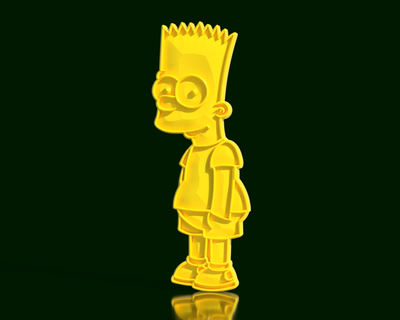Bart Simpson niedrig poly Kunst Simpsons Unfug Skateboard Autsch geben Springfield Schule Lisa Homer Marge Fernsehen 3d print model - Mito3D