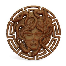 bas-relief jellyfish art head mythology greek cnc router fantasy snake woman bas relief 3d print model - Mito3D