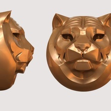 bas-relief tiger 3d print model bas relief tabby kitty animal puma nature head cnc carved panno miniatures other pendant jewel statue decor jewelry rings 3d print model - Mito3D