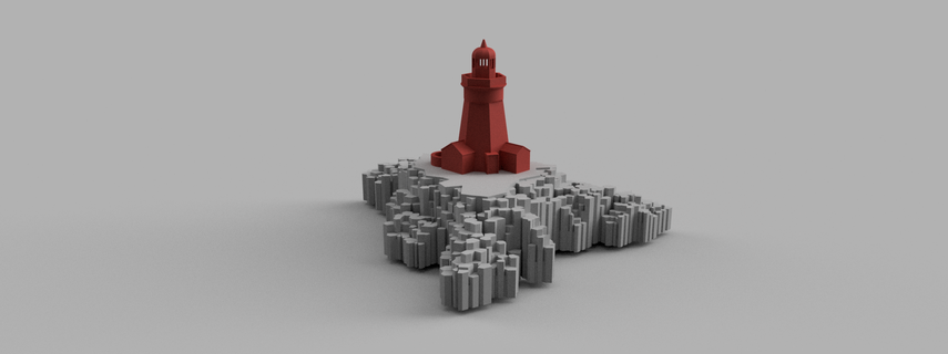 basalt rock lighthouse sea ocean island light house coast cliff water art 3d print model - Mito3D