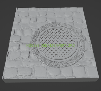 base rectangular cobblestone manhole v6 street diorama miniature 3d print model - Mito3D