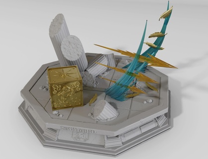 base Sagitario figura Santo seiya pedestal santuario Caballero armadura casa dioramaoro oro aioros aiolos muñeca mito paño Clásico 3d print model - Mito3D