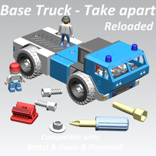 base de camiones desarmar a cargar gadget fuego battat voiture roue d manteler vis noix bambin jouet camion duplo lego playmobil 3d print model - Mito3D