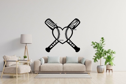 béisbol murciélago pared decoración Deportes hogar casa deporte amor pasión pelota mesa póster 3d print model - Mito3D
