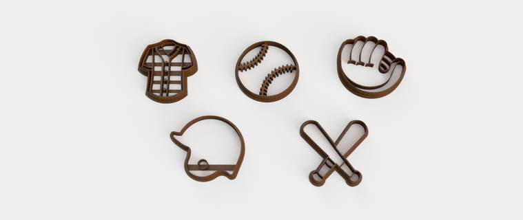 baseball cookie cutter x5 cookies art vintage baking bake game ball summer catcher pitcher 3d print model - Mito3D