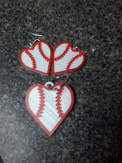 baseball softball heart keychain baseball softball heart sports keychain  3d print model - Mito3D