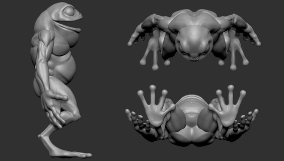 Basemesh Kröte Bogen Pfeil Frosch Waffe Reptil Tier Kunst Spielzeug niedrig poly Bogenschütze Sammlerstück Animation 3d print model - Mito3D