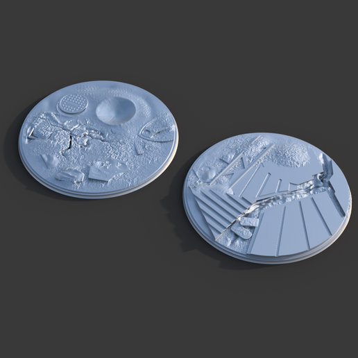 bases 2 pack bundle art base mini miniatures sculpture model painting tabletop 3D print model - Mito3D