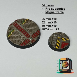 bases necromundo x34 base juego guerra miniatura miniaturas sci fi presupuesto magnetizable 3d print model - Mito3D