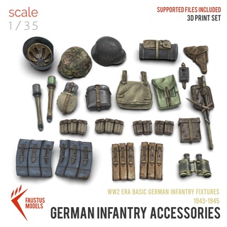 basic german ww2 infantry accessories 3d printable model 1 35 3d print model - Mito3D
