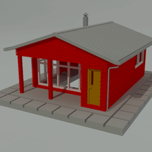 basic eingeschossiges Haus n-Skala Architektur elektrische Bahnen skalieren n Gehäuse Gebäude 3d print model - Mito3D