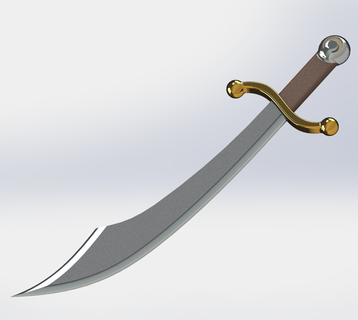 basic scimitar sword simple curved miniature 3d print model - Mito3D