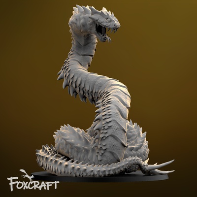 basilic jeu foxcraft monstre grand diorama bats fantaisie créature aventure table donjons dnd dragons mini bataille chasseur aventurier 3d print model - Mito3D