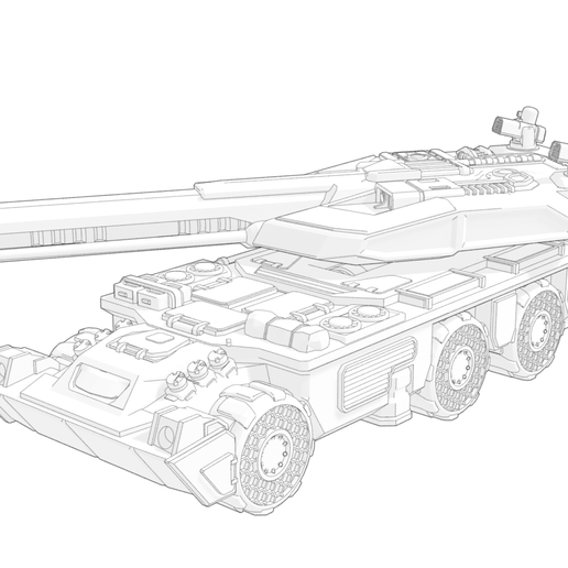 basilisk wheeled combat vehicle 1 mecha military artillery scifi tank american g6 rhino 3D print model - Mito3D
