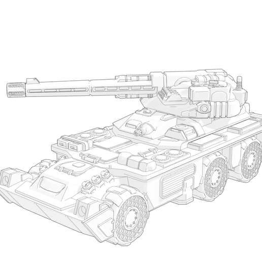 basilisk wheeled combat vehicle 2 mecha mech military ifv american destroyer 3D print model - Mito3D