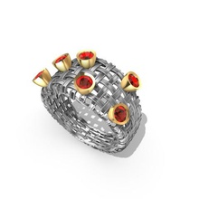 basket jewelry knoted cabochons ring 3d print model - Mito3D