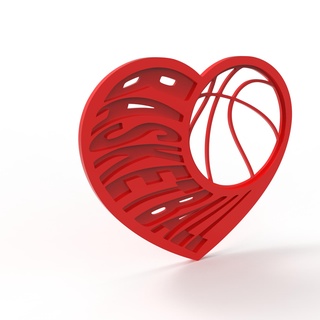 basketball logo art sport l'amour cœur 3d print model - Mito3D