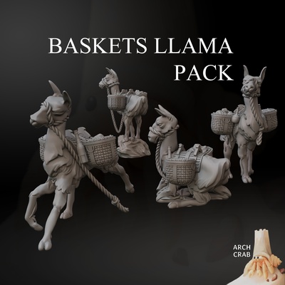 baskets llama pack art animal aztec cute mayan rpg running wargaming sitting stylized wargame rope 28mm dnd inca furry alpaca saddle npc basket 3d print model - Mito3D