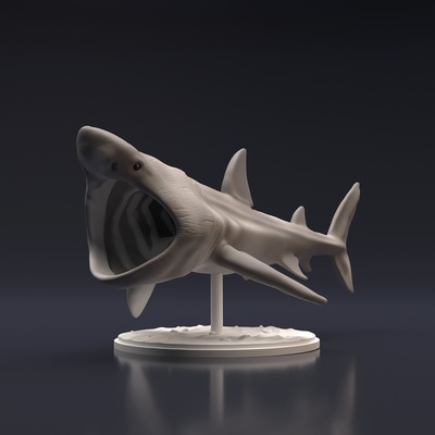 basking shark animal fish ocean water predator sculpture miniature figure toy presupported supported sea wildlife creature companion 3d print model - Mito3D