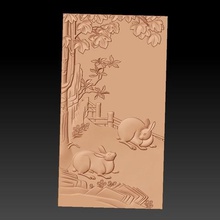 bas-relief rabbits art animal scenery scape artcam 3d cnc decoration wall engraving carving oriental china