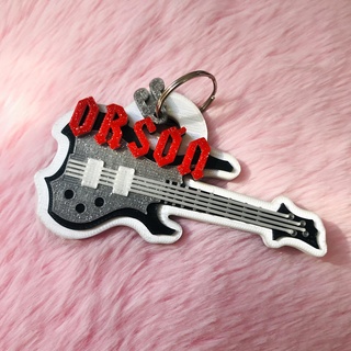 basso chitarra portachiavi etichetta giocatore musica pendente llavero roccia stella 3d print model - Mito3D