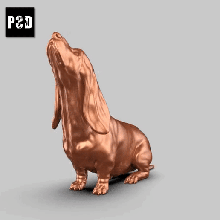 basset cão caça pose 02 arte animal brinquedo estatuetas 3d print model - Mito3D