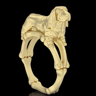 basset hound ring dog pendant silver gold jewelry printable 3d model trend fashion design zbrush tiger 3d print model - Mito3D