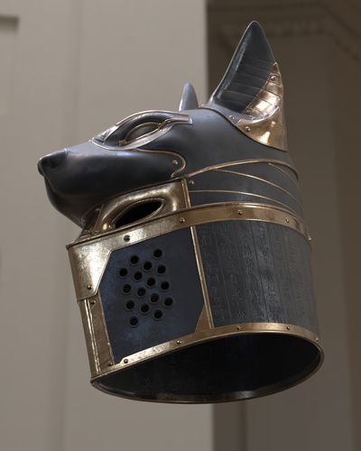 apuestas ira gladiador casco arte egipcio timón stl armadura egipto dios arena apuntalar cosplay coleccionable gato cráneo 3d print model - Mito3D