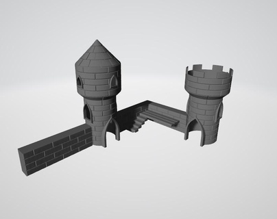 bastione Torre parete supporto accessorio parte tavolo miniatura easyprint supportoFree fantasia medievale 3d print model - Mito3D